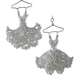 Glitter Party Dress Ornaments Set of 2